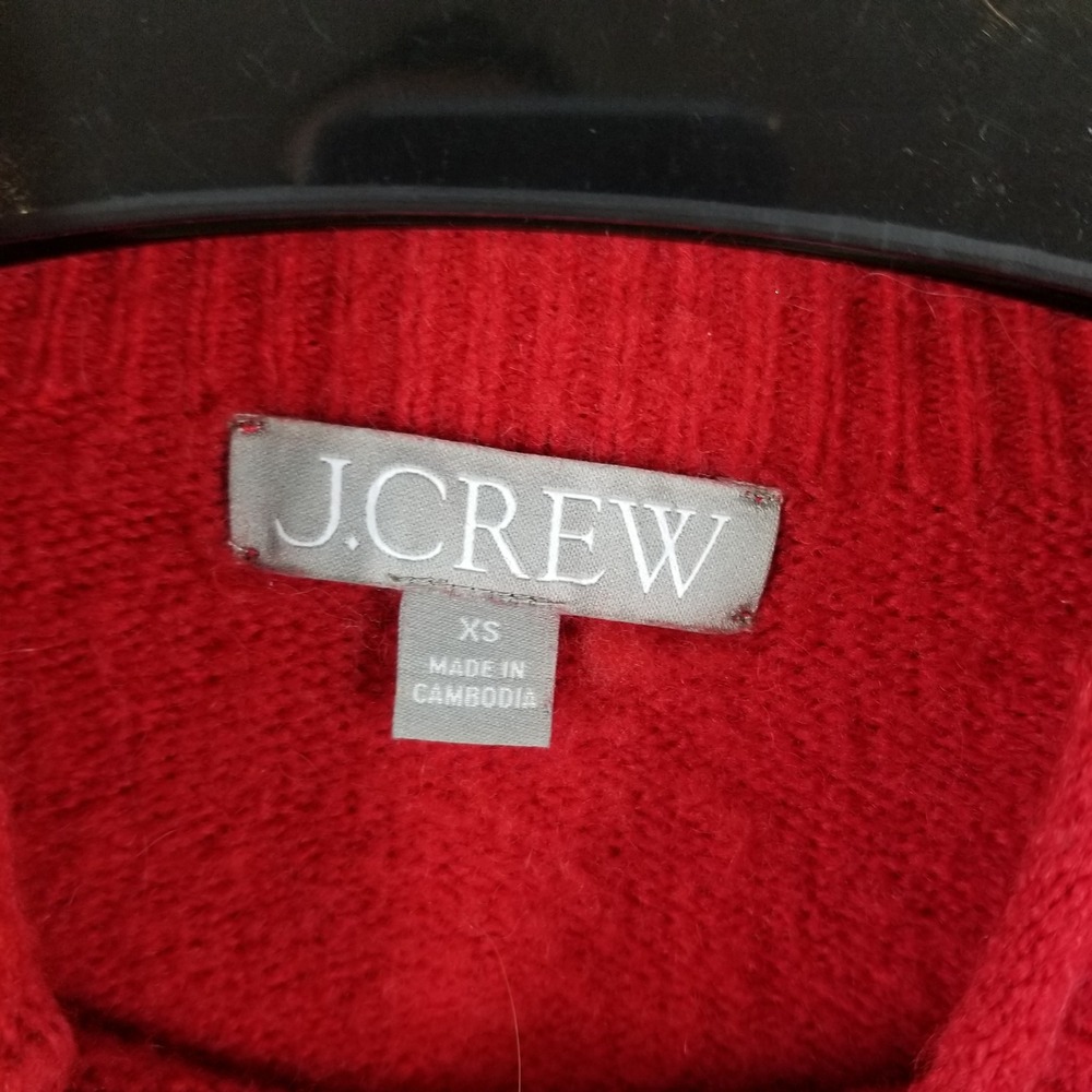 J.Crew Womens Red Merino Wool Alpaca Blend Mock Neck Raglan Sweater XS - Picture 3 of 7